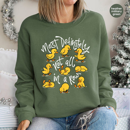 Cute Funny Duck DTF Transfer Iron-On Not In A Row Animal T-Shirt for Families & Friends Apparel Gift