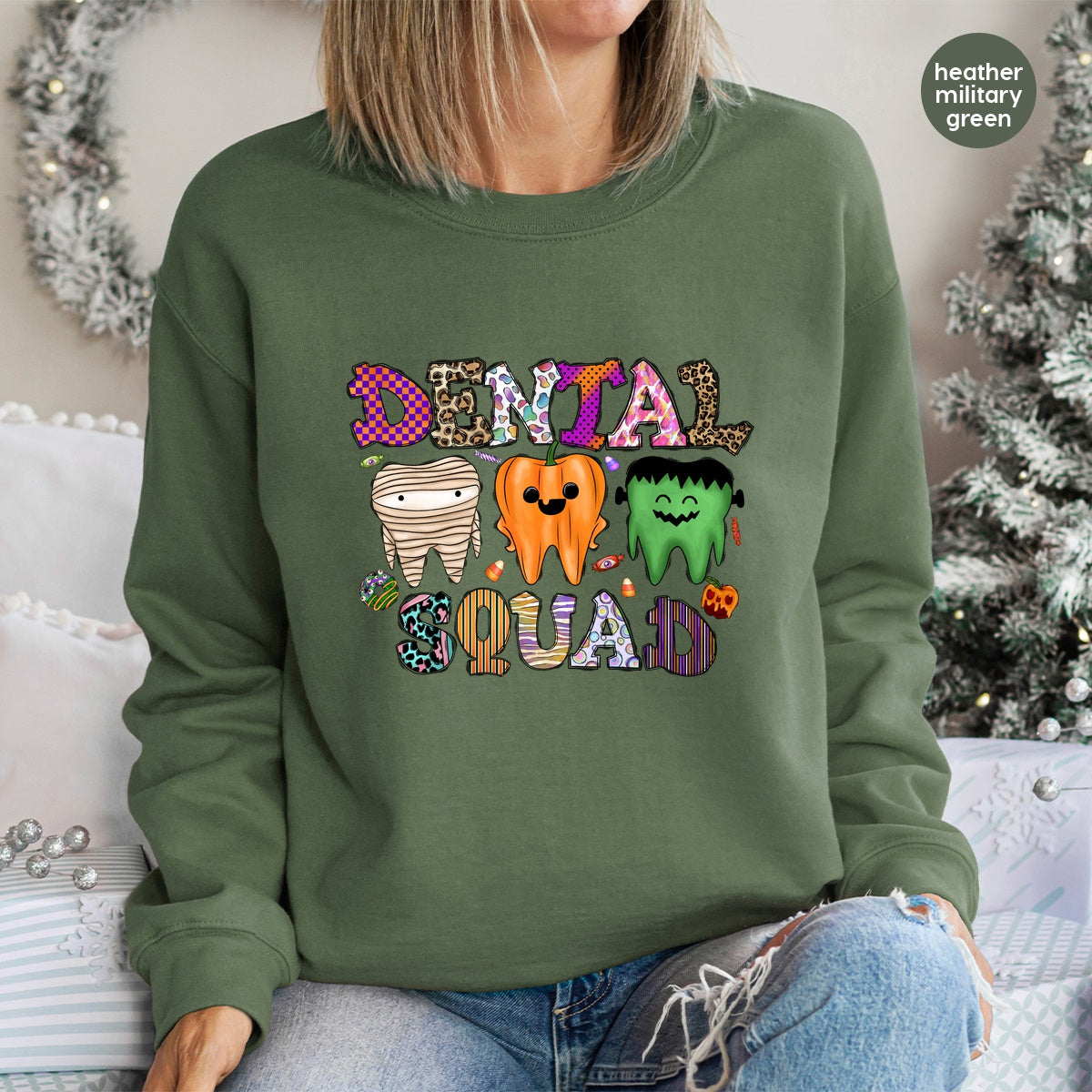 Funny Halloween Dental Squad DTF Transfer Ready to Press Iron-On for Dentist T-Shirt or Sweatshirt