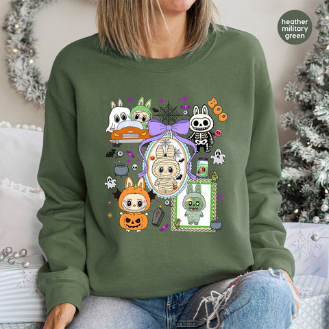Cute Cartoon Halloween DTF Transfer, Iron-On Ready for Kids, Family & Group Costume, Spooky Animal Design T-shirt Apparel