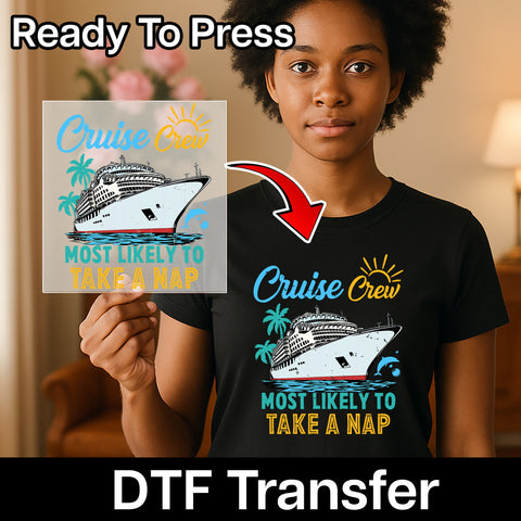 Cruise Vacation DTF Transfer for Funny Group Shirt, Cute & Playful Retro Iron-On for Cruise Lovers Apparel, Ready To Press