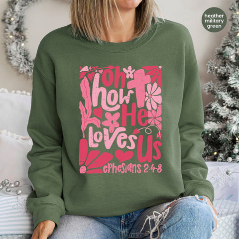 Valentine's Cute Christian Love DTF Transfer for T-Shirt & Apparel, Ready To Press Bible Verse Design, Whimsical Church Group Wear