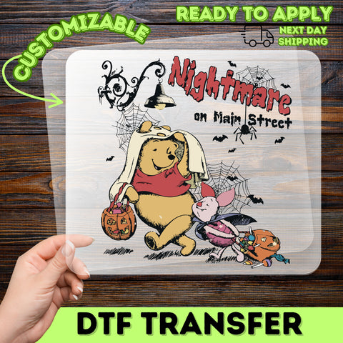 Funny Halloween DTF Transfer Iron-On Cute Cartoon Character Nightmare on Main Street Apparel