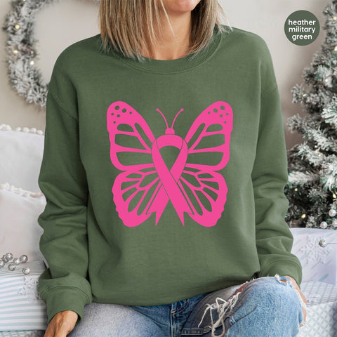 Pink Ribbon Butterfly DTF Transfer for Breast Cancer Awareness Apparel & Support Events