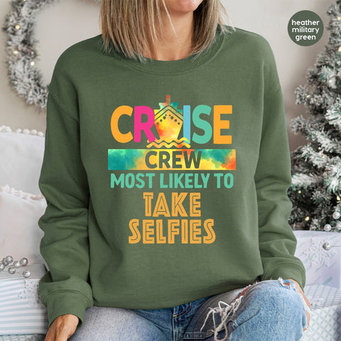 Funny Cruise Vacation Humor DTF Transfer for T-Shirt – Iron-On & Ready To Press for Selfie Enthusiasts & Group Trips