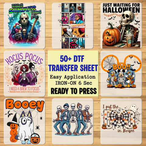 Horror Gothic Flower Masked Character Halloween DTF Transfer Ready to Press for T-Shirt Apparel