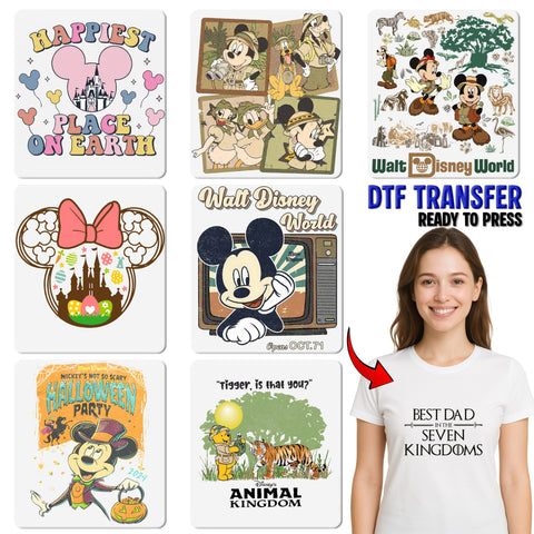 Retro Cartoon Space Adventure Ready To Press DTF Transfer for Family Theme Park T-Shirt Space Mountain Design