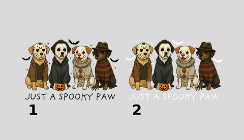 Cute Halloween Dogs DTF Transfer, Funny Horror Parody Iron-On for Pet Lovers, Ready To Press DTF for Shirts