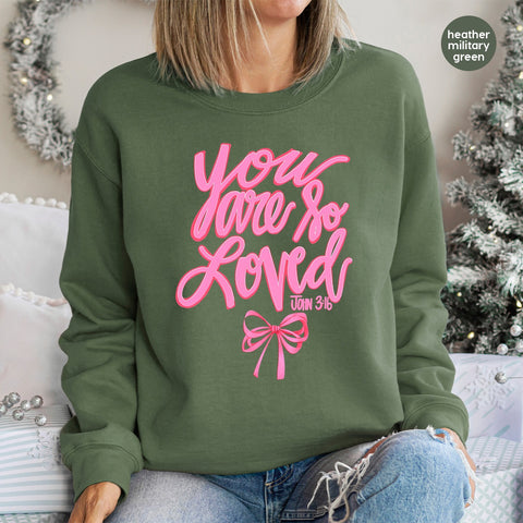 Iron-On Cute Christian Love & Faith DTF Transfer for T-Shirt 'You Are So Loved' Gift Idea for Faithful Women & Friends