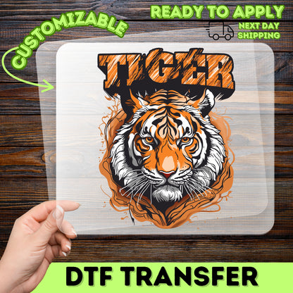 Iron-On Bold Tiger Roar Ready To Press DTF Transfer for Team Spirit Sports Apparel & School Mascot Enthusiasts