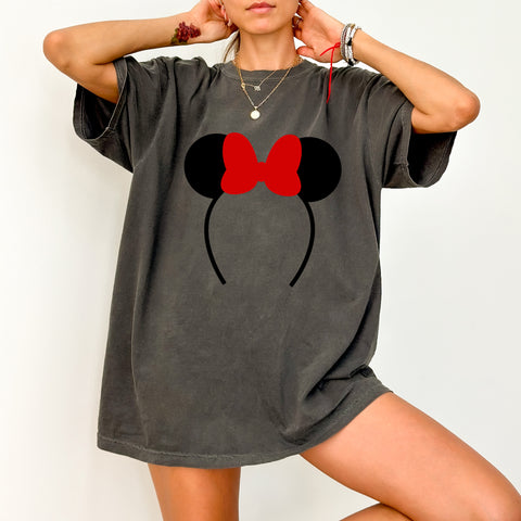 Cute Red Bow Disney-Inspired Family Vacation Iron-On DTF Transfer For Matching T-Shirts & Party Group Trips