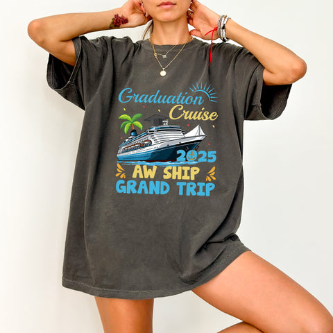 Ocean-Themed Graduation Cruise 2025 Ready To Press DTF Transfer for Fun Group Celebration Shirts