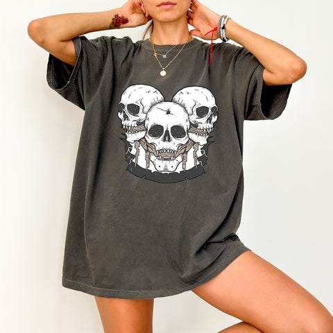 Gothic Skull DTF Transfer Iron-On Halloween Horror Design for Alternative Apparel