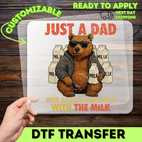 Funny Bear Dad DTF Transfer, Father’s Day Humor Iron-On, Hoodie Bear Design for T-Shirts & Apparel, Dad Gift, Ready to Press