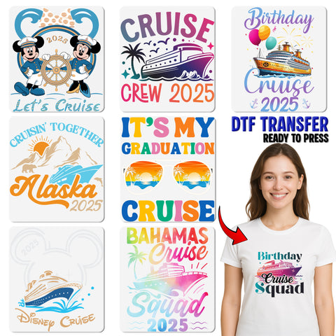 Nautical Cruise 2025 DTF Transfer Cartoon Family & Group Sailor Theme Iron-On Ready To Press Apparel