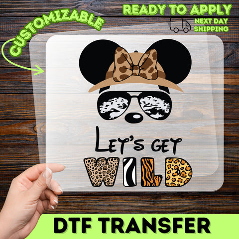 Iron-On Let's Get Wild Safari Theme DTF Transfer for Funny Jungle Animal Lover Apparel, Ready To Press Family Matching T-shirts