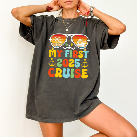First 2025 Cruise DTF Transfer Retro Nautical Iron-On for Family Vacation T-shirt & Playful Apparel