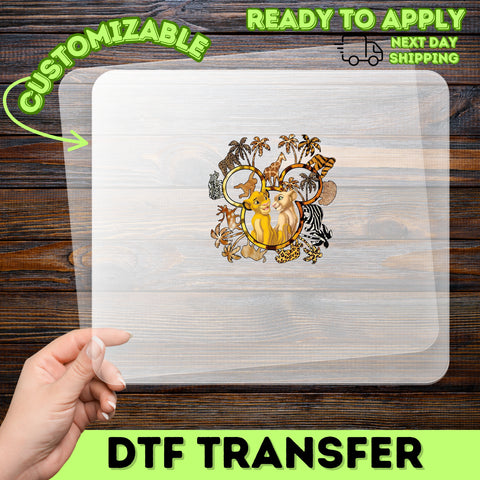 Cute Lion Cubs Jungle Theme Ready to Press DTF Transfer for Safari Family Shirt or Kids Birthday Apparel Gift