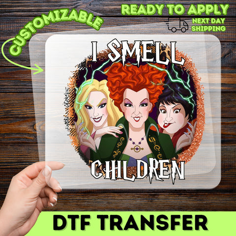 Funny Halloween Witch DTF Transfer | I Smell Children Nostalgic Retro Group Tee | Cute Iron On DTF Apparel for Halloween Parties