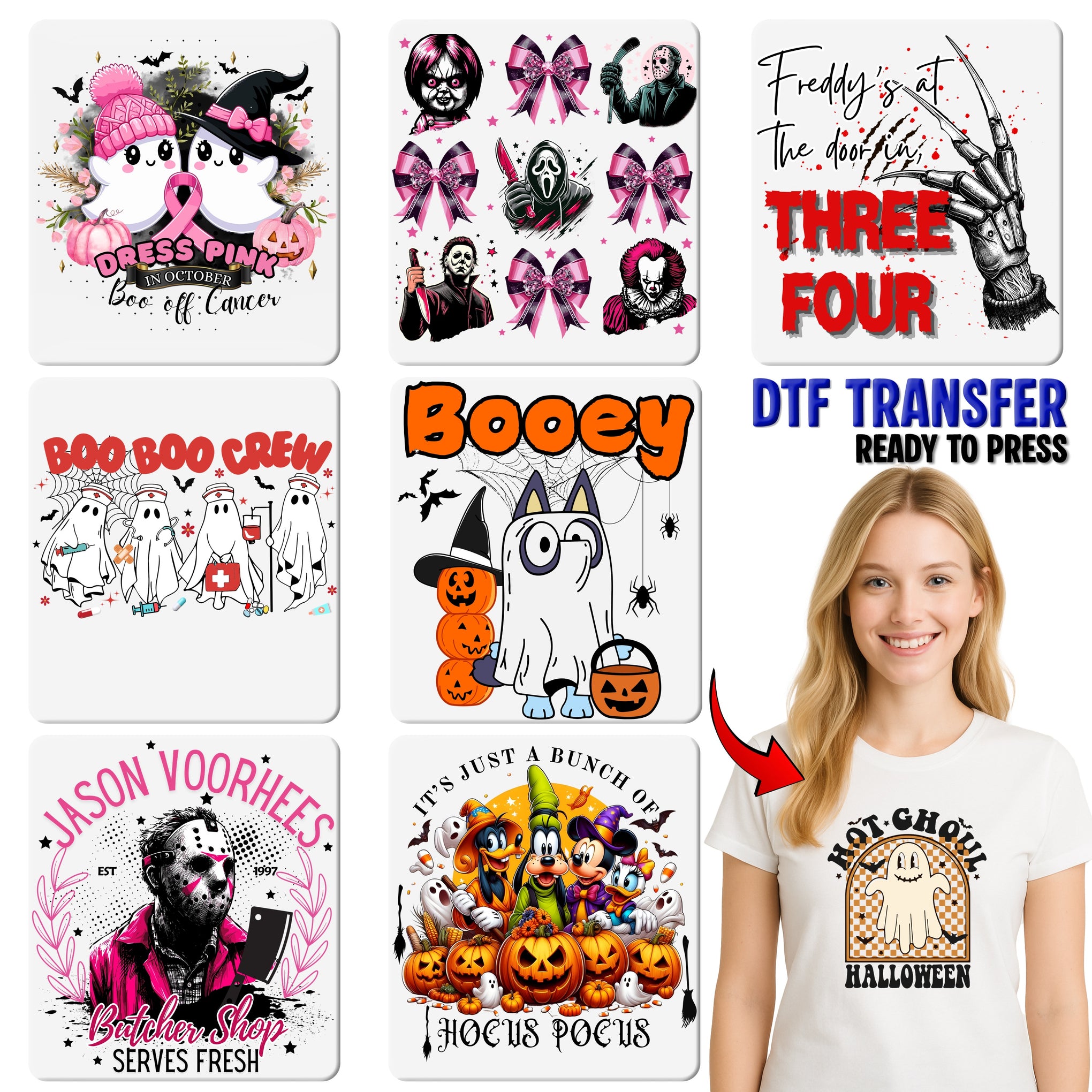 Iron-On Spooky Halloween Funny Horror Shirt DTF Transfer with Dark Humor for Adults & Teens - No You Shut Off First Gothic Design