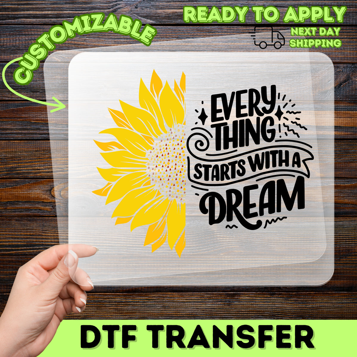 Inspirational Sunflower DTF Transfer Boho Chic Floral Quote & Nature Lover Gift for Women's Apparel