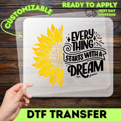 Inspirational Sunflower DTF Transfer Boho Chic Floral Quote & Nature Lover Gift for Women's Apparel