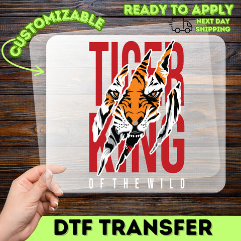Fierce Tiger King of the Wild DTF Transfer Iron-On for Wildlife Enthusiasts & Adventure Apparel