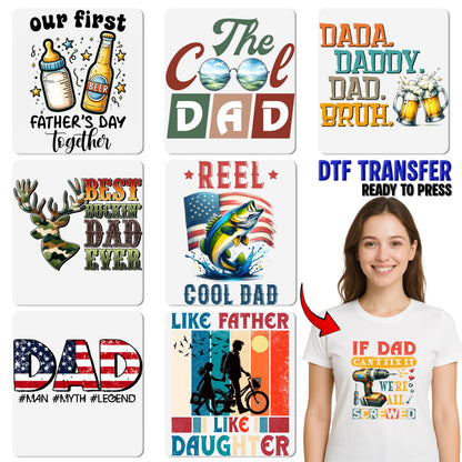 Father's Day DTF Transfer | Funny Dad, The Man The Myth The Legend, Retro Iron-On Apparel for Family, Bold Typography Shirt
