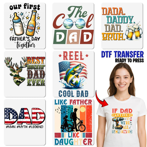 Father's Day DTF Transfer | Funny Dad, The Man The Myth The Legend, Retro Iron-On Apparel for Family, Bold Typography Shirt