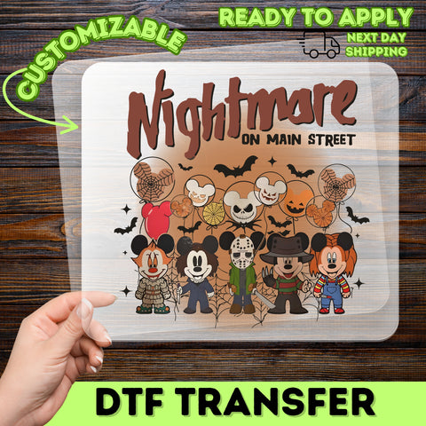 Retro Cartoon Horror Halloween DTF Transfer | Funny Nightmare Iron-On for Group Costume | Ready To Press Spooky Shirt Design
