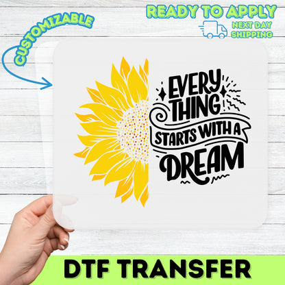 Inspirational Sunflower DTF Transfer Boho Chic Floral Quote & Nature Lover Gift for Women's Apparel