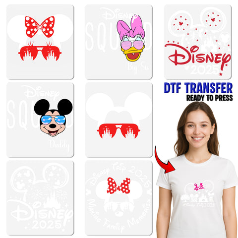Cute Disney Vacation Mouse Ears DTF Transfer for Family Trip Apparel & Theme Park Group Shirts