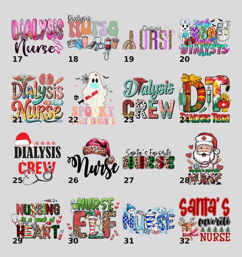 Dialysis Nurse Cute & Colorful Medical DTF Transfer for Funny Nurse Apparel Ready To Press Iron-On Design Gift