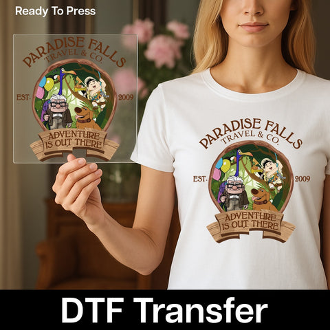 Adventure Is Out There DTF Transfer for Family & Friends Shirts - Cute Cartoon Travel Theme Ready to Press Iron-On Apparel