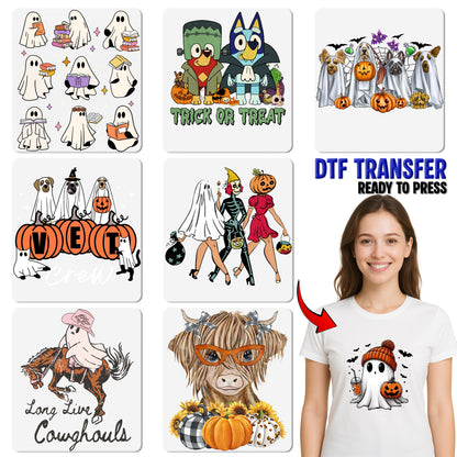Long Live Cowghouls Funny Western Ghost Halloween DTF Transfer Ready to Press Iron-On for T-Shirt & Apparel