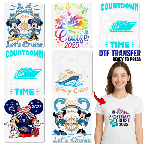 Cruise Vacation DTF Transfer Iron-On Ready to Press Tropical Fun Shirt for Cruise Lovers & Group Travelers