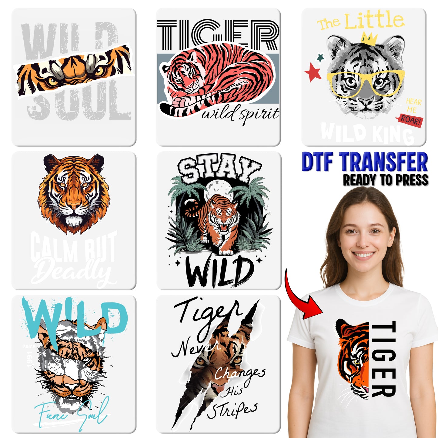 Wildlife Empowerment DTF Transfer - Fierce Tiger Iron-On for Adventure Enthusiasts & Nature Lovers Shirt - Ready To Press Design
