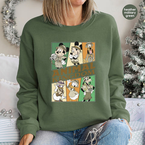 Cute Safari Cartoon Characters DTF Transfer for Family Vacation Shirts, Ready to Press Zoo Trip Apparel, Adventure T-Shirt Design