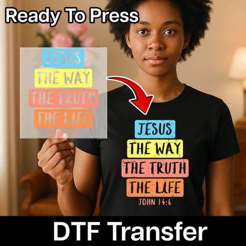 Christian Faith Jesus DTF Transfer | Modern Rustic Religious Ready to Press Iron-On for Church & Retreat Apparel