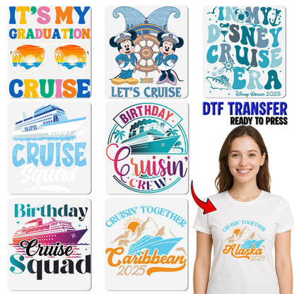 Fun Cruise Crew DTF Transfer, Funny Beach Vacation Iron-On, Retro Nautical Humor Shirt for Party Group & Family Apparel