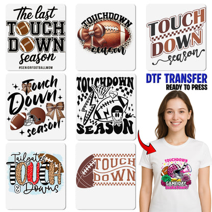 Retro Sports Football Celebration DTF Transfer - Touchdown Season Iron-On Game Day Apparel, Fall Football Fan T-Shirt Gift