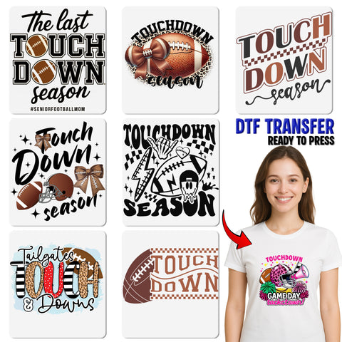 Retro Sports Football Celebration DTF Transfer - Touchdown Season Iron-On Game Day Apparel, Fall Football Fan T-Shirt Gift