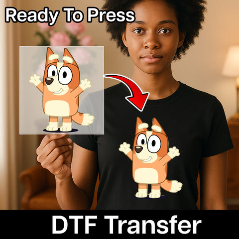 Cute Cartoon Dog DTF Transfer for Kids & Family Apparel, Ready to Press Iron-On Design for Children's Party Shirts & Family Events