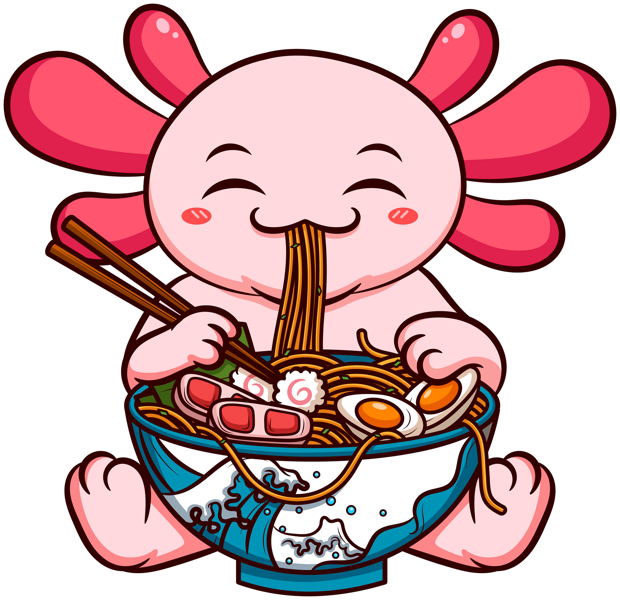 Axolotl Eating Ramen Sweatshirt, Ramen Anime Axolotl Shirt, Cute Axolotl Ramen T-Shirt, Japanese Kawaii Anime Tee, Cute Asian Food Tee