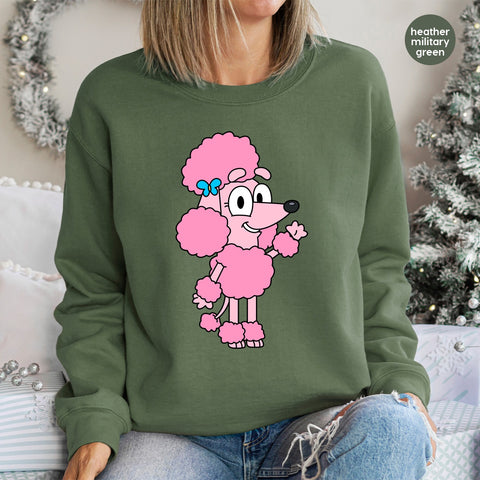 Cute Cartoon Poodle DTF Transfer for Pet Lover Apparel - Ready to Press Iron-On Design for Family Matching T-Shirts & Sweatshirts