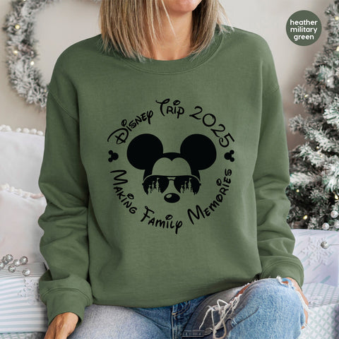 Magical Vacation DTF Transfer Mouse Silhouette & Castle Sunglasses Apparel T-Shirt for Family Theme Park Fun