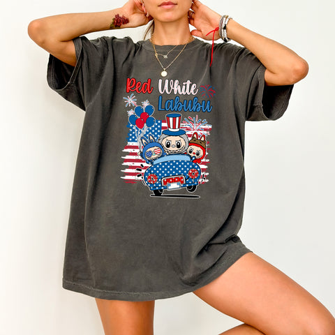 Cute Patriotic Cartoon Characters July 4th Funny DTF Transfer for Family T-shirts & Party Apparel