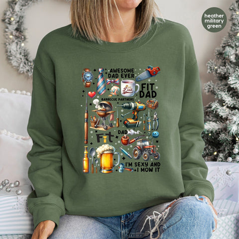 Funny Father's Day DTF Transfer Ready To Press Iron-On, Retro #1 Dad Grill Tools Beer Collage for T-Shirts & Sweatshirts, Gift from Kids