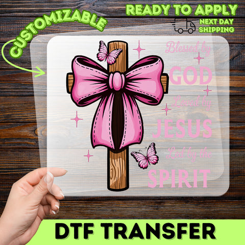 Christian Faith DTF Transfer for Cute Religious Apparel, Ready to Press Pink Cross & Butterfly Shirts for Church Events & Gatherings