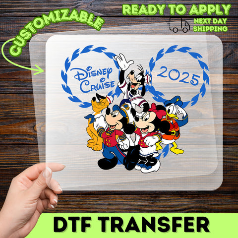 Cute Disney Cruise DTF Transfer 2025 Nautical Adventure Ready To Press Family Group T-Shirt Iron-On Apparel