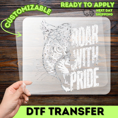 Roar with Pride Leopard DTF Transfer for Motivational Sports & Team Spirit Apparel Shirts Ready To Press